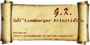 Götzemberger Krisztián névjegykártya